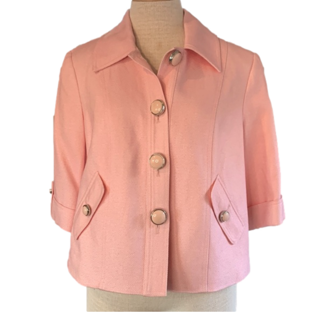 3-$30 Nygard size 12 pink blazer with 3/4 sleeves and oversized buttons